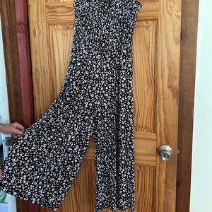 Banana Republic Black & White Floral Print Jumpsuit